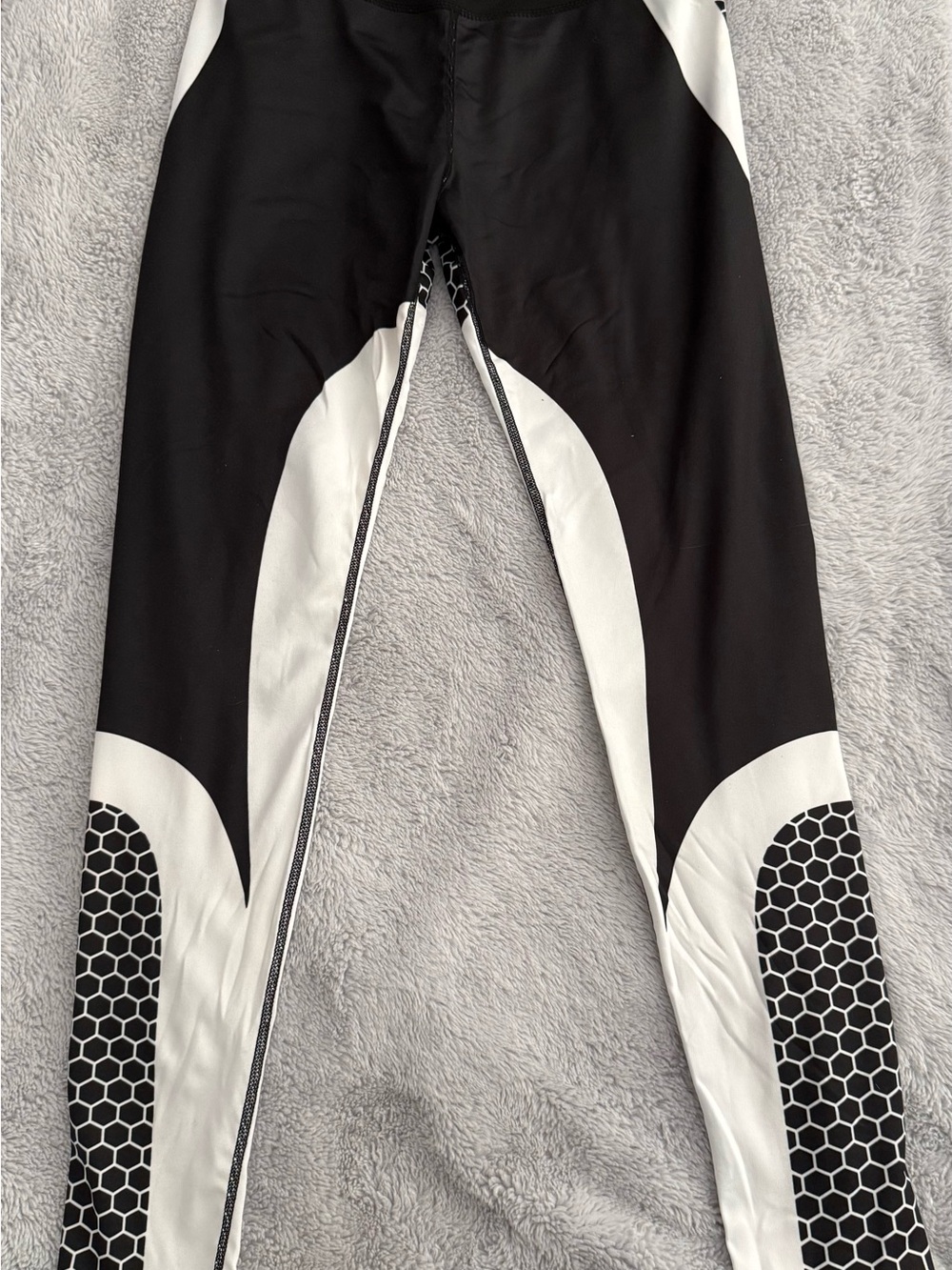Black and White Hex Panel Athletic Leggings